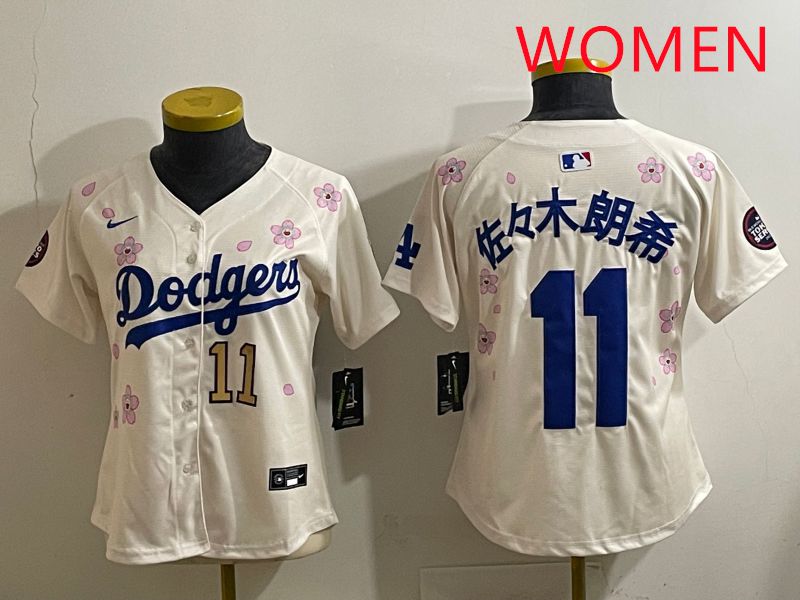 Women Los Angeles Dodgers 11 R.Sasaki Cream Sakura Edition 2025 Nike MLB Jersey style 33